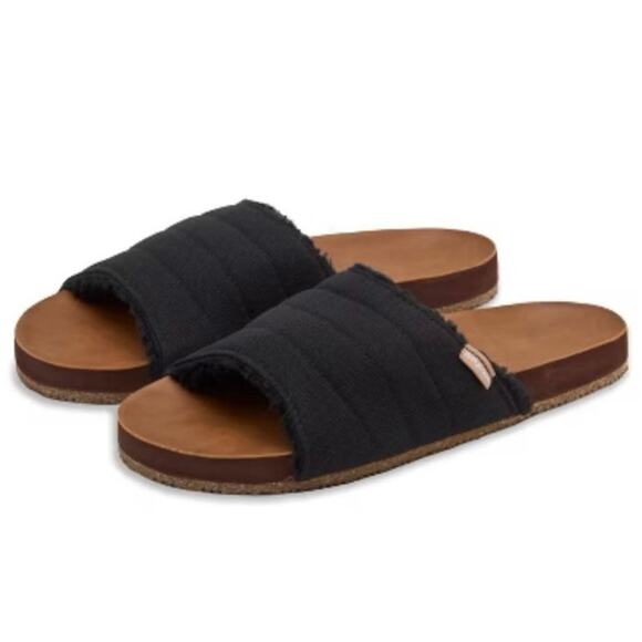 NEW Feelgoodz Womens Size 9 Quilted Zensole Open Toe Slippers Black - Picture 1 of 5